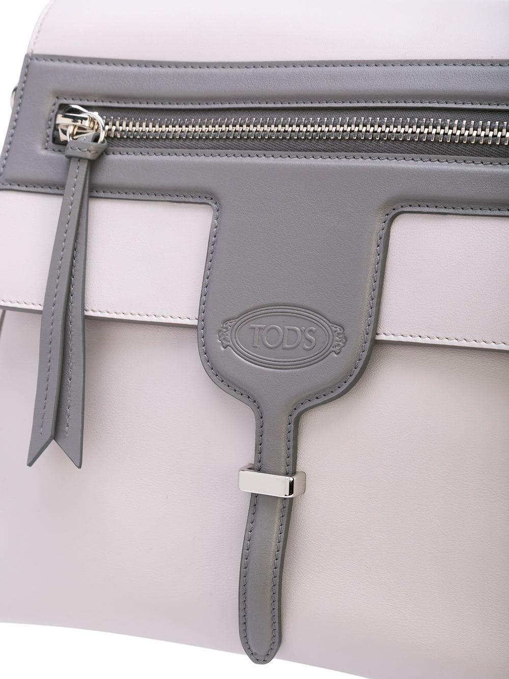 Tod's - Thea Bi-Color Gray Leather Shoulder Bag