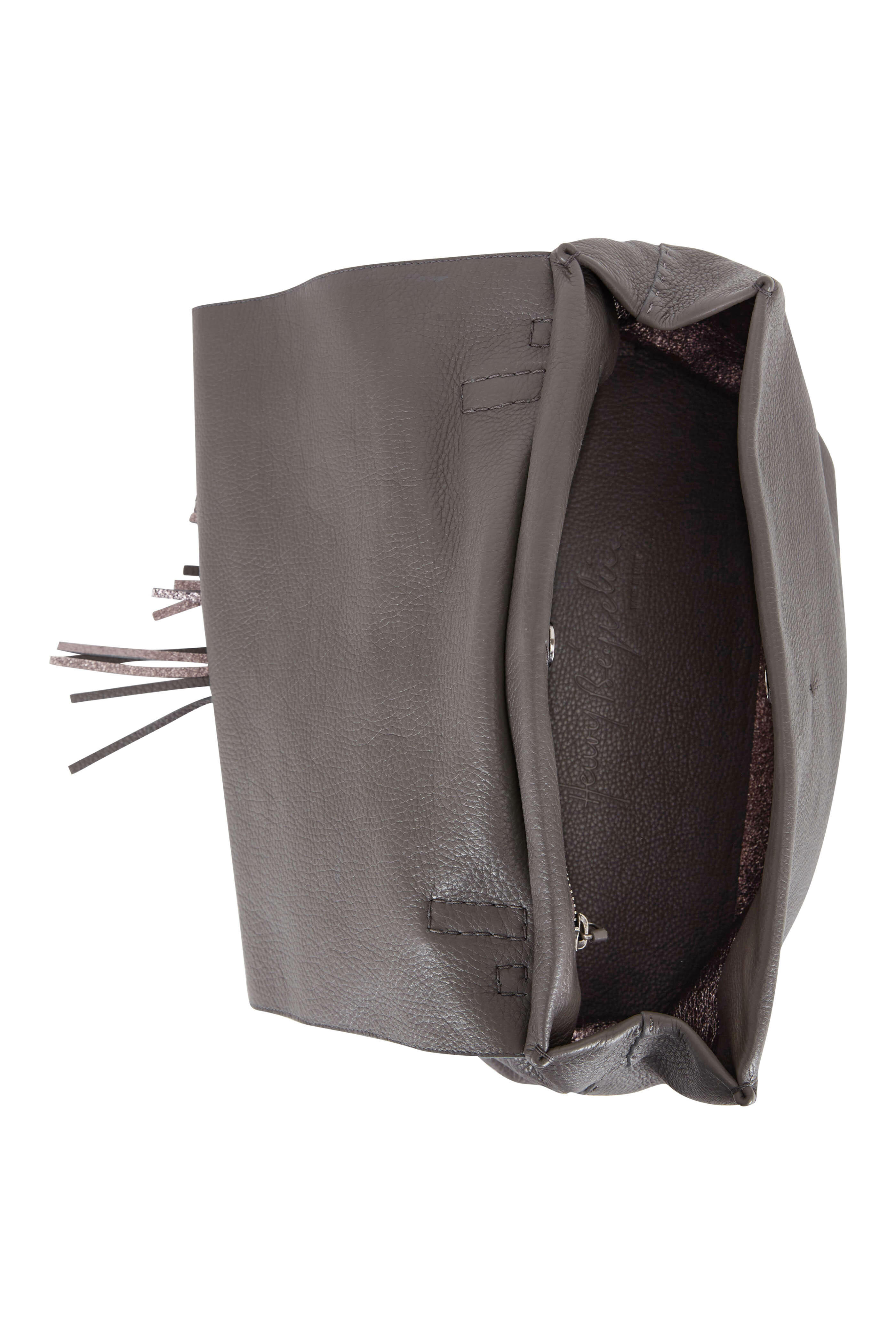 Henry Beguelin - Valery Antracite Intrecciatio Flap Shoulder Bag