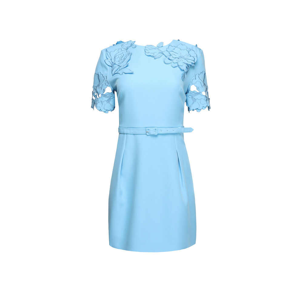 Leo Lin - Aurelie Cornflower Blue Applique Mini Dress Leo Lin - Aurelie Cornflower Blue Applique Mini Dress
