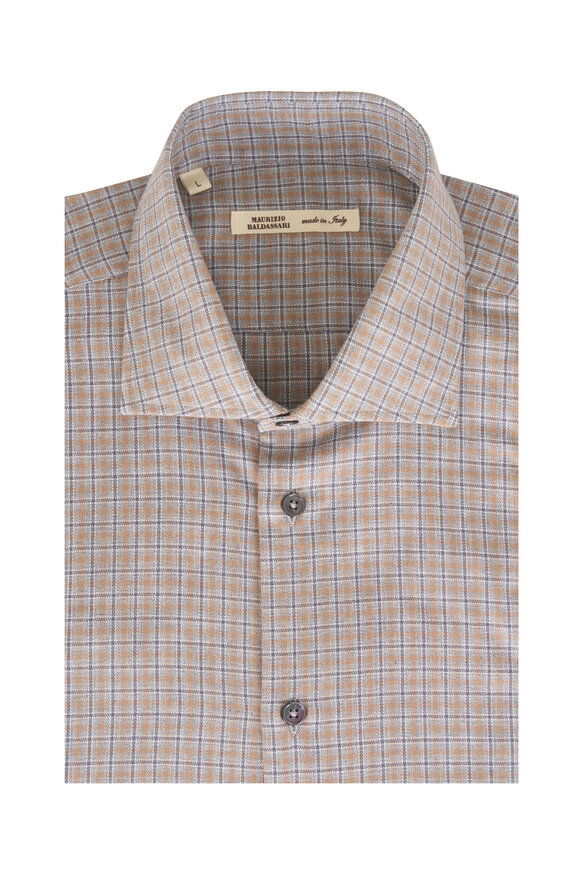 Maurizio Baldassari Santini Light Gray & Blue Plaid Cotton Sport Shirt - view 1