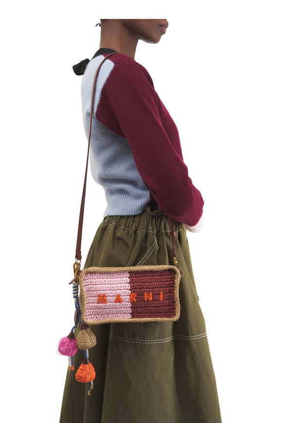 Marni Seaside Pink & Burgundy Logo Camera Bag - view 2