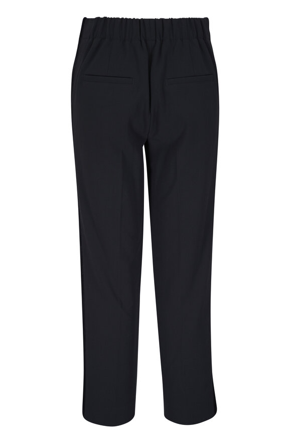 Vince - Black Velvet Trim Pull-On Crop Pant