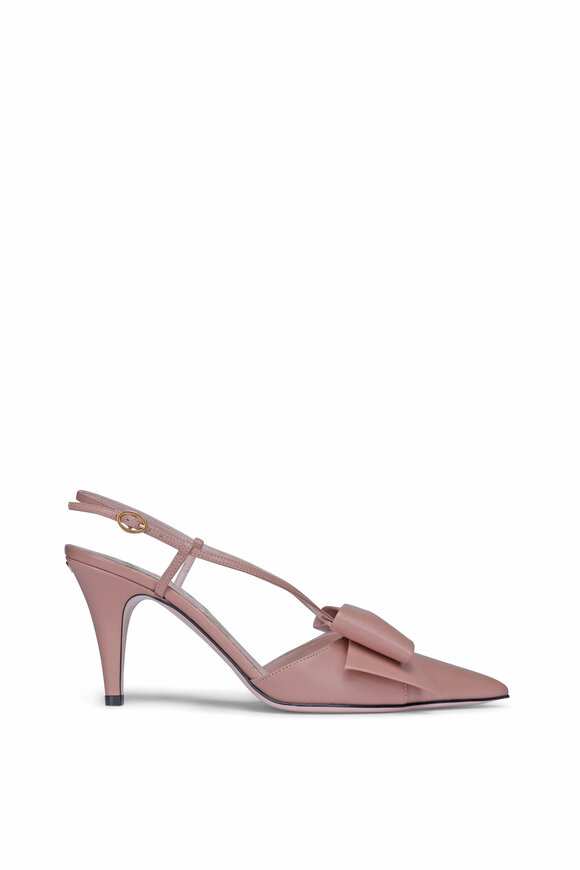 Valentino Garavani Bowbow Rose Cannelle Leather Slingback Pump - view 2
