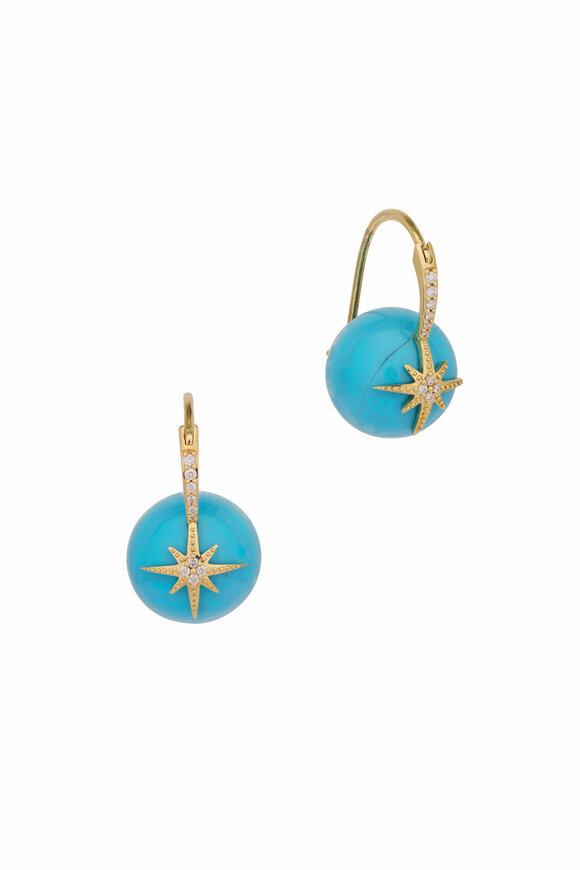Sydney Evan Turquoise Pavé Starburst Bead Earrings