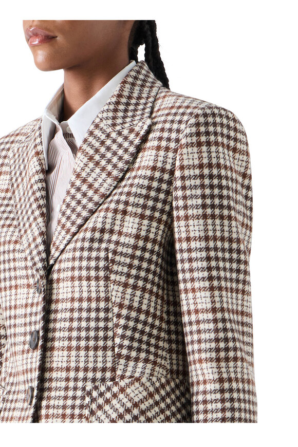 Akris Punto White Winter Plaid Tweed Blazer - view 6
