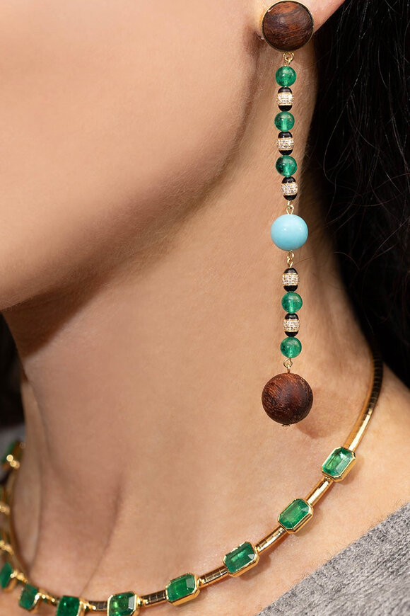 Jenna Blake 18k Yellow Gold Multi Disco Ball Drop Earrings