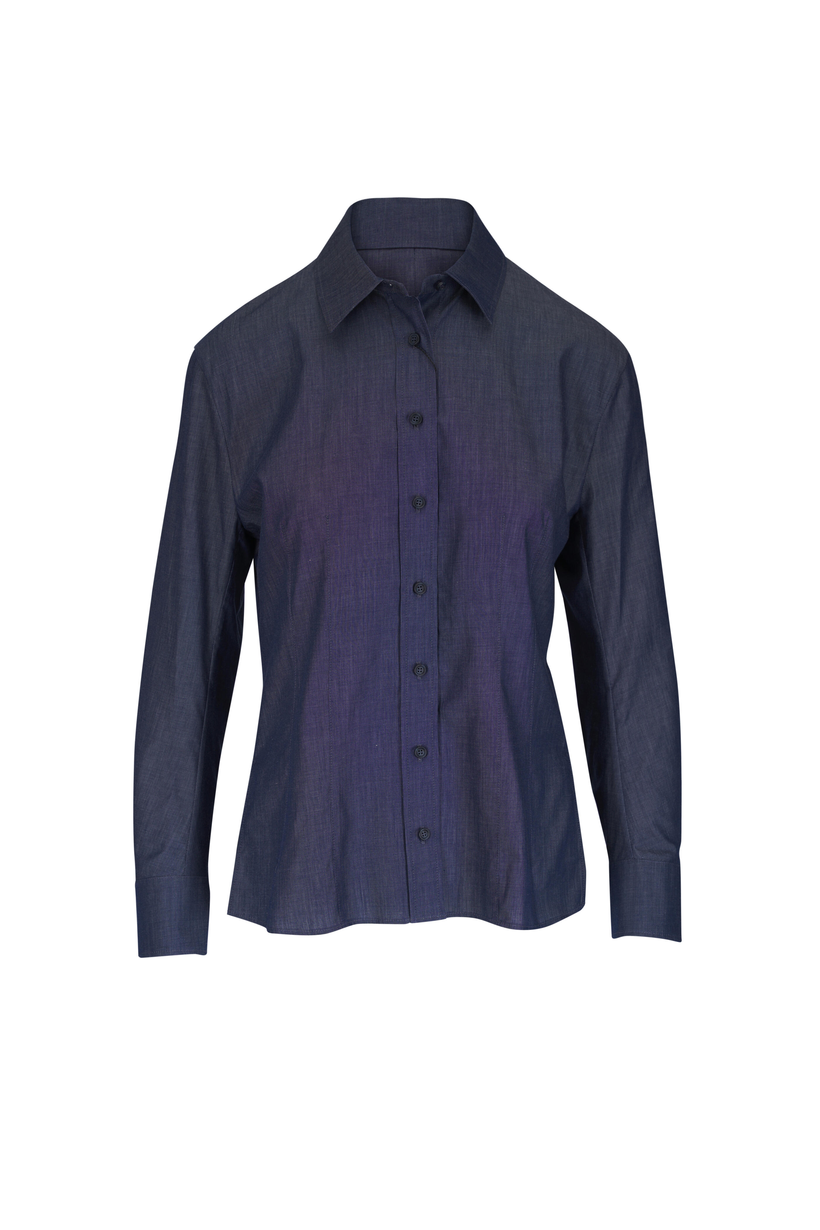 Akris - Fitted Blue Button-Up Shirt - view 1