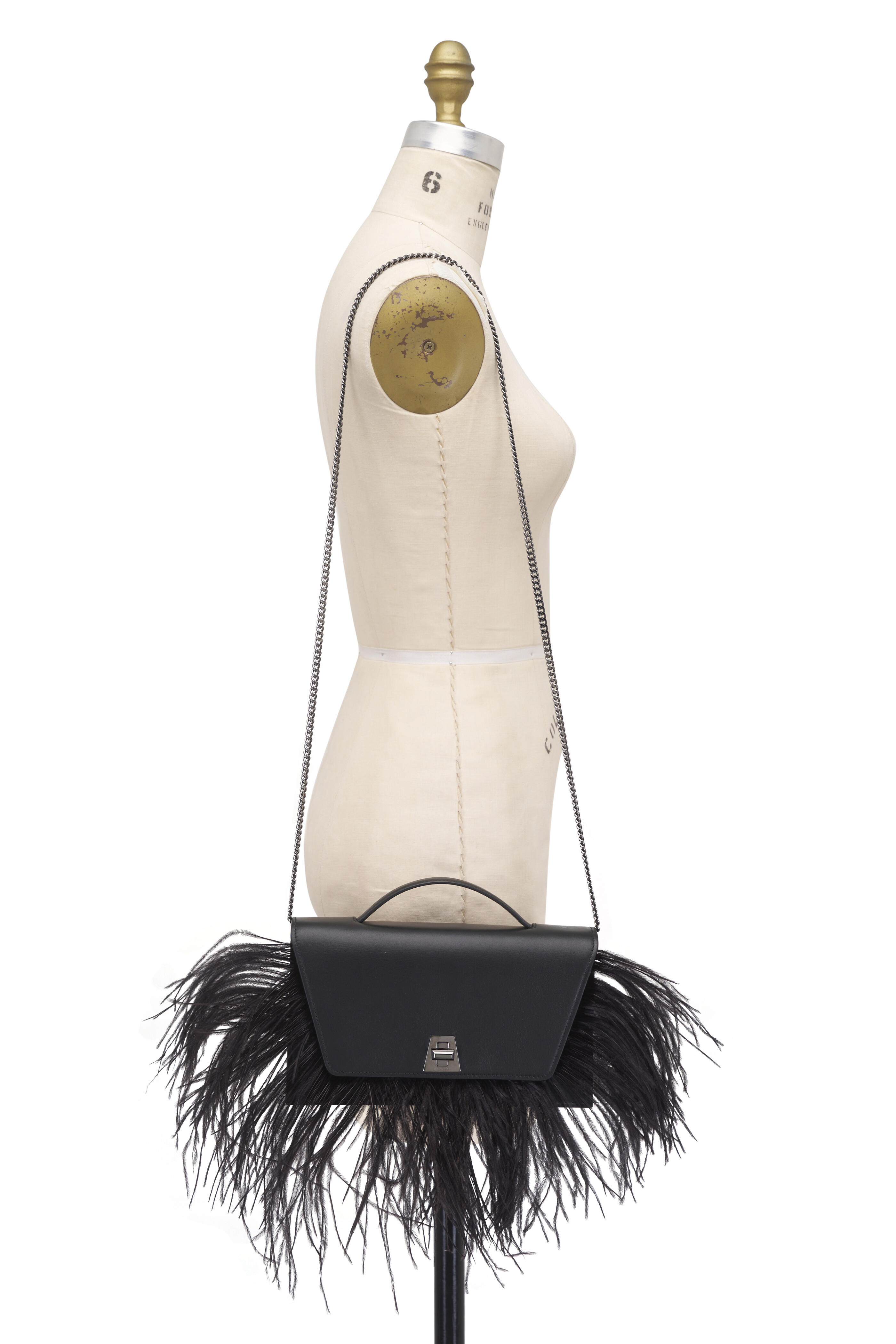 Akris - Anouk Black Feather Trim City Bag