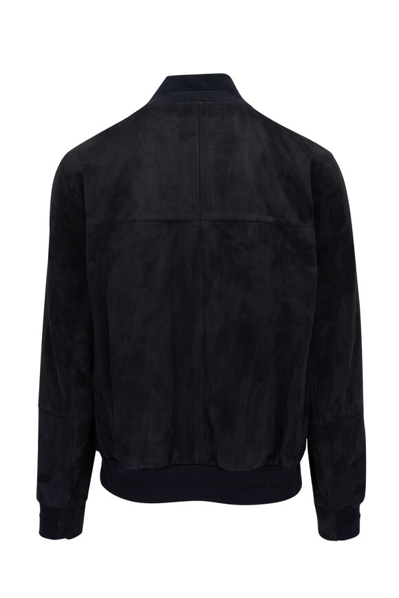 Brunello Cucinelli - Navy Suede Bomber Jacket 