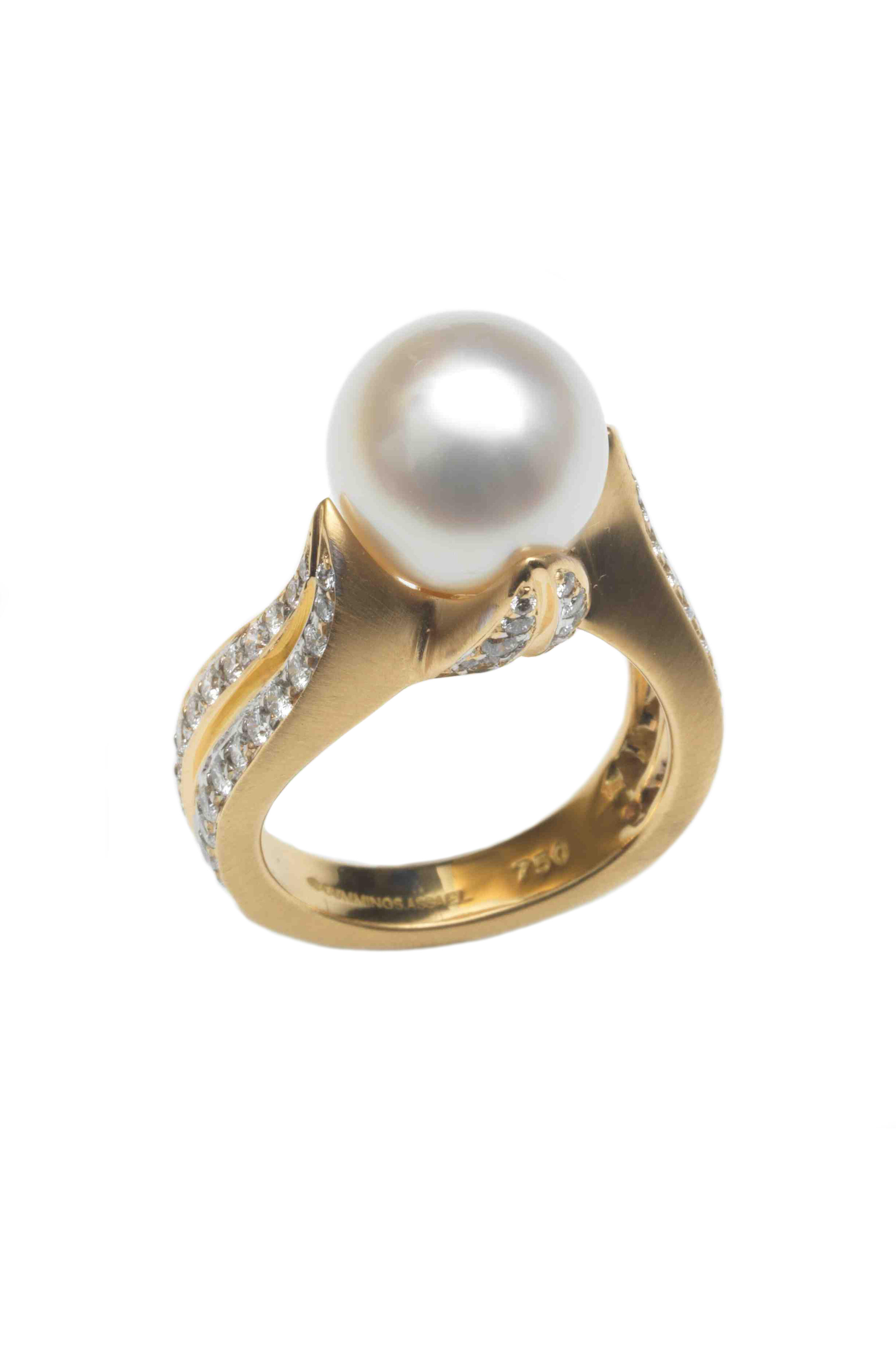 Assael - Angela Cummings Gold Pearl Diamond Flower Ring