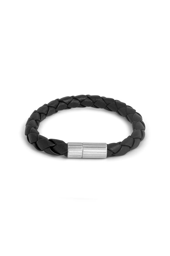 Tateossian - Black Braided Leather Bracelet