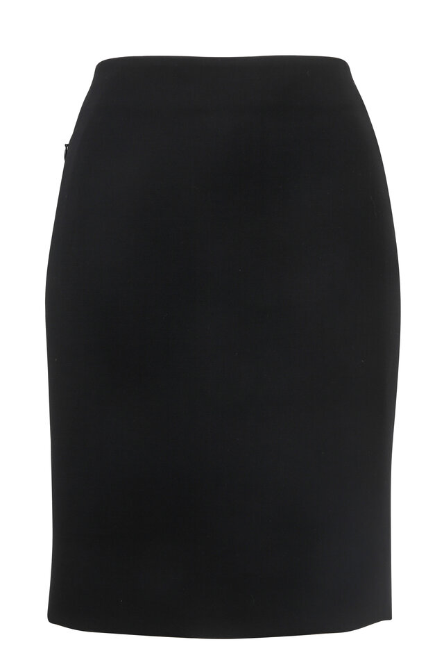 スカート GIORGIO ARMANI GONNA DOPPIO RASO SETA Giorgio Armani - Double Silk Black Satin Skirt | Mitchell Stores