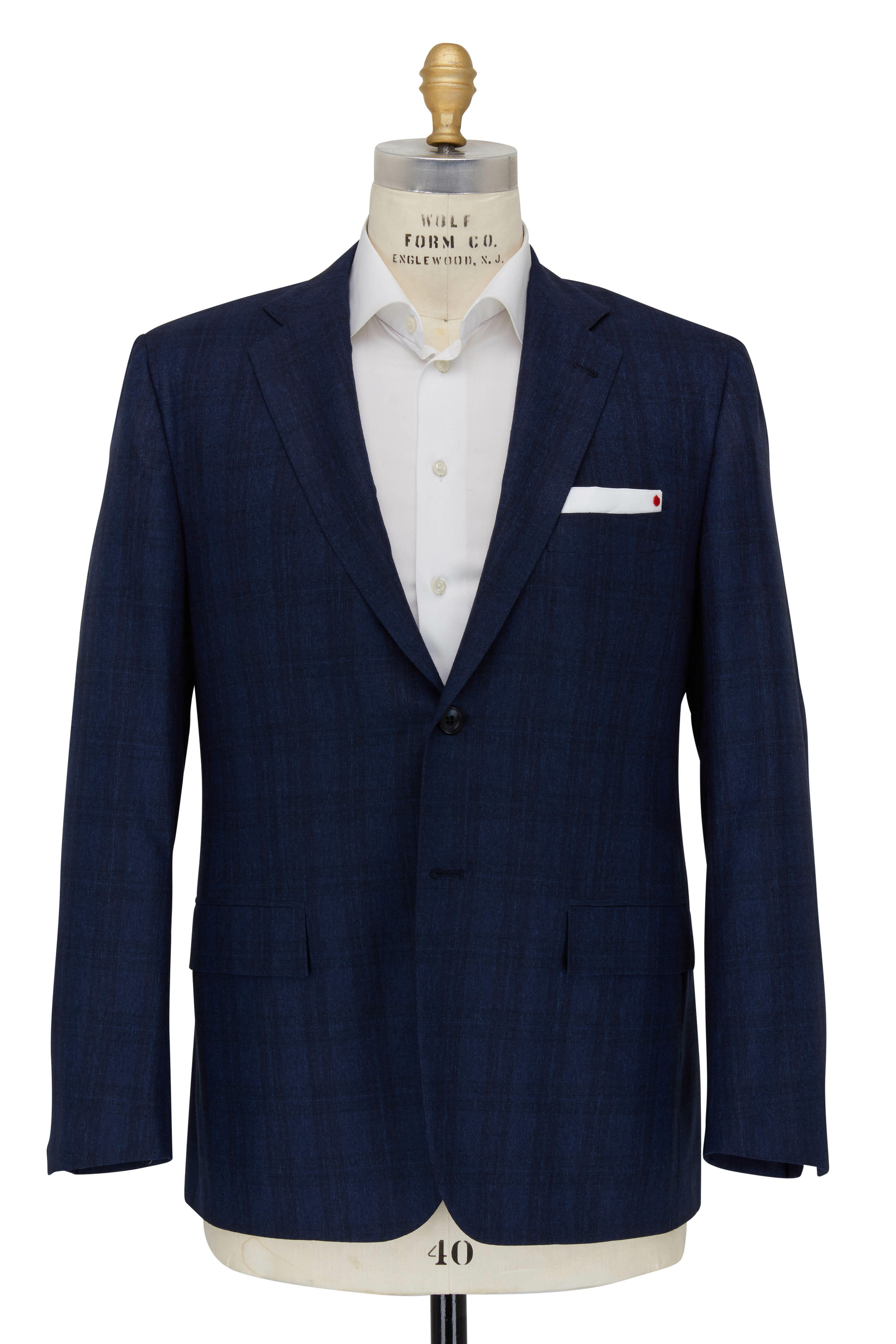 Kiton - Navy Tonal Plaid Wool Suit