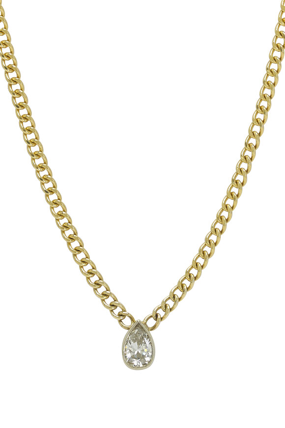 Genevieve Lau - 14K Marquise Diamond Curb Chain Necklace