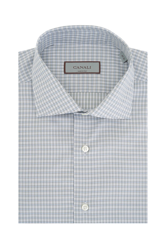 Canali - Sage Check Cotton Dress Shirt