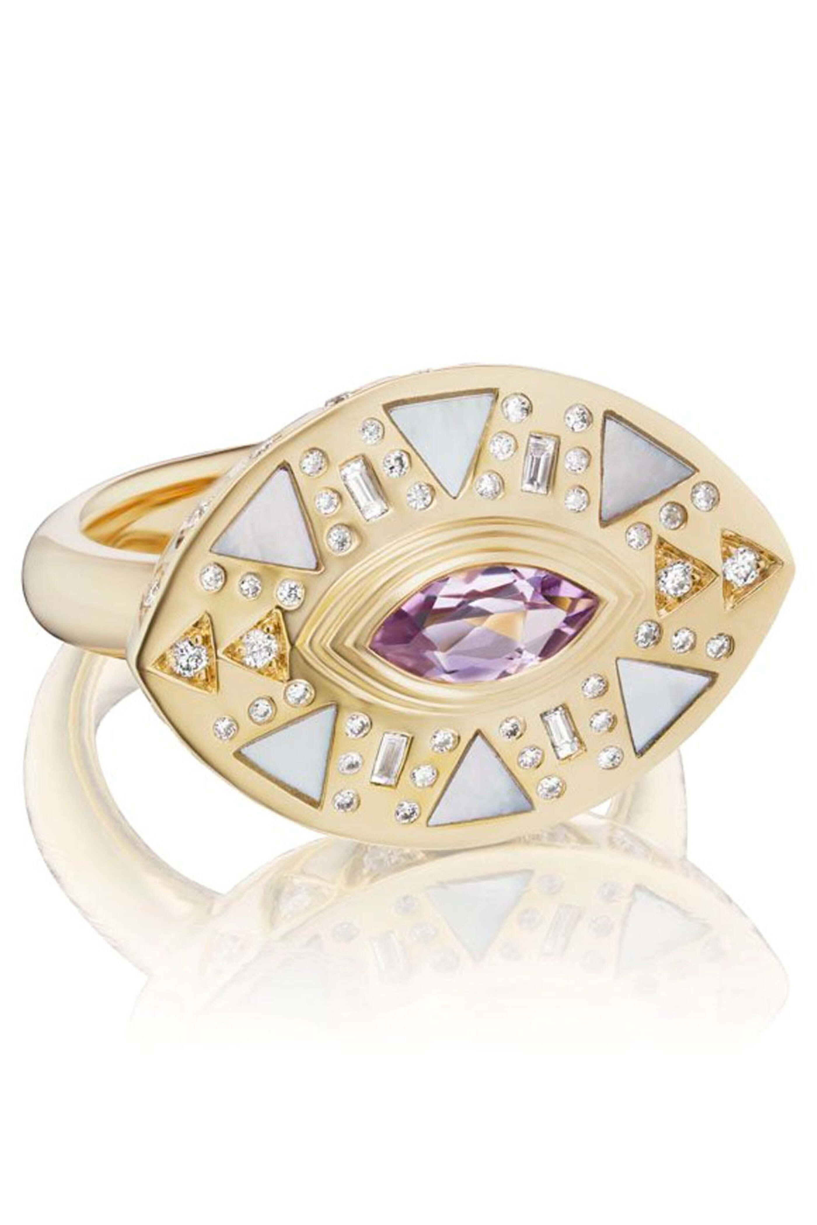 Harwell Godfrey - Rose De France Amethyst Cleopatra's Eye Ring