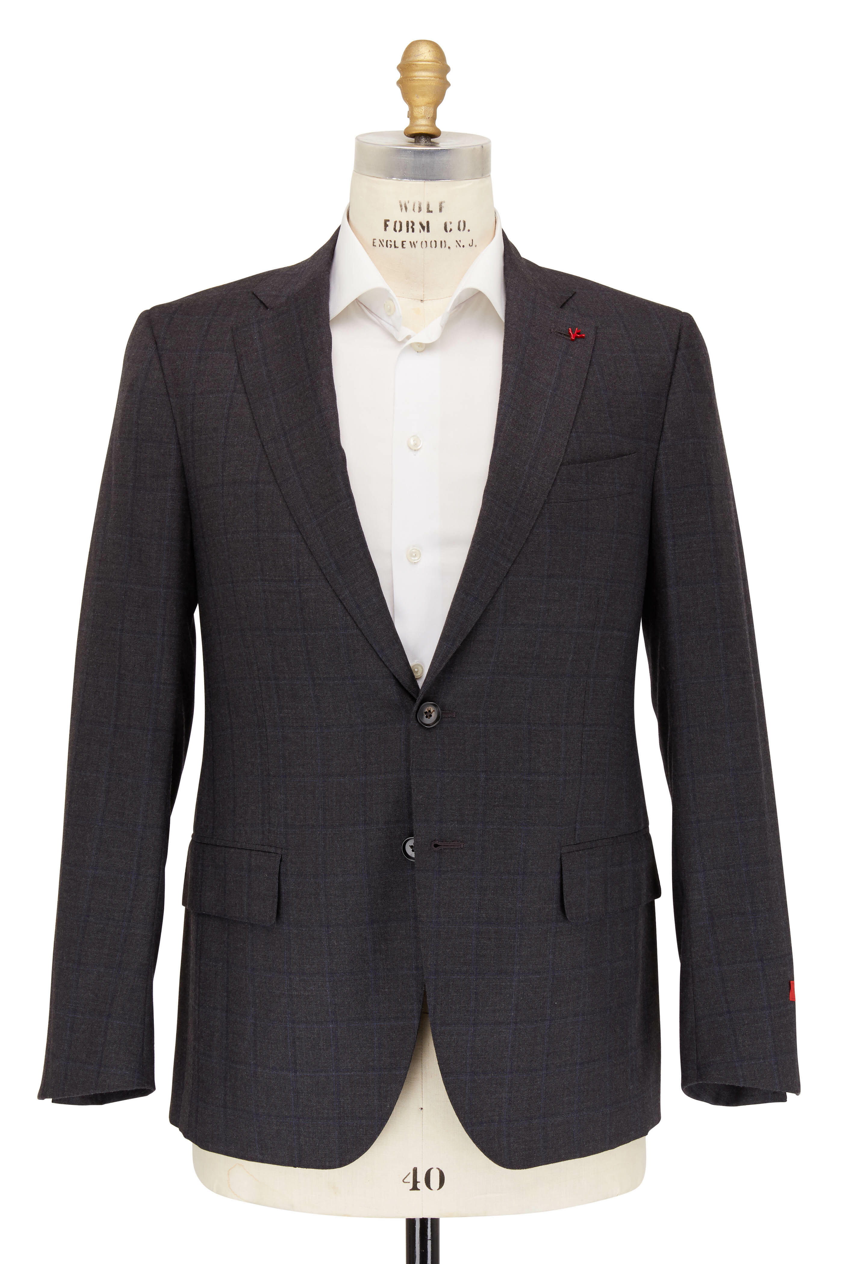 Isaia - Cashmere Suit Windowpane & Wool Gray Tonal