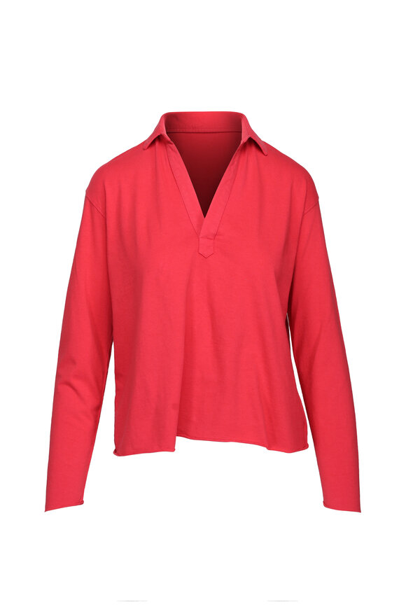 Frank & Eileen Patrick Cheery Red Cotton Popover Henley - view 1