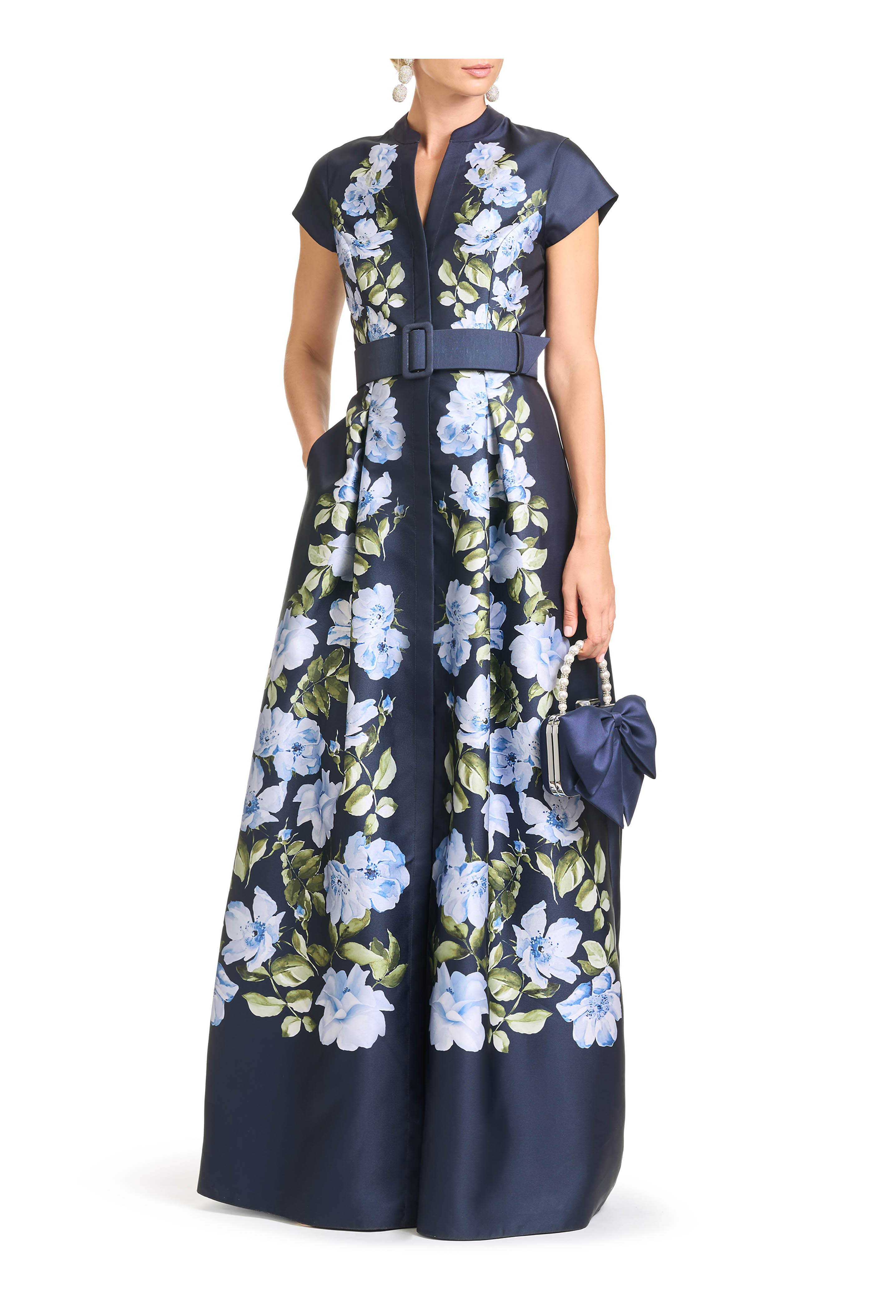 Sachin + Babi - Marta Navy Floral Print Gown