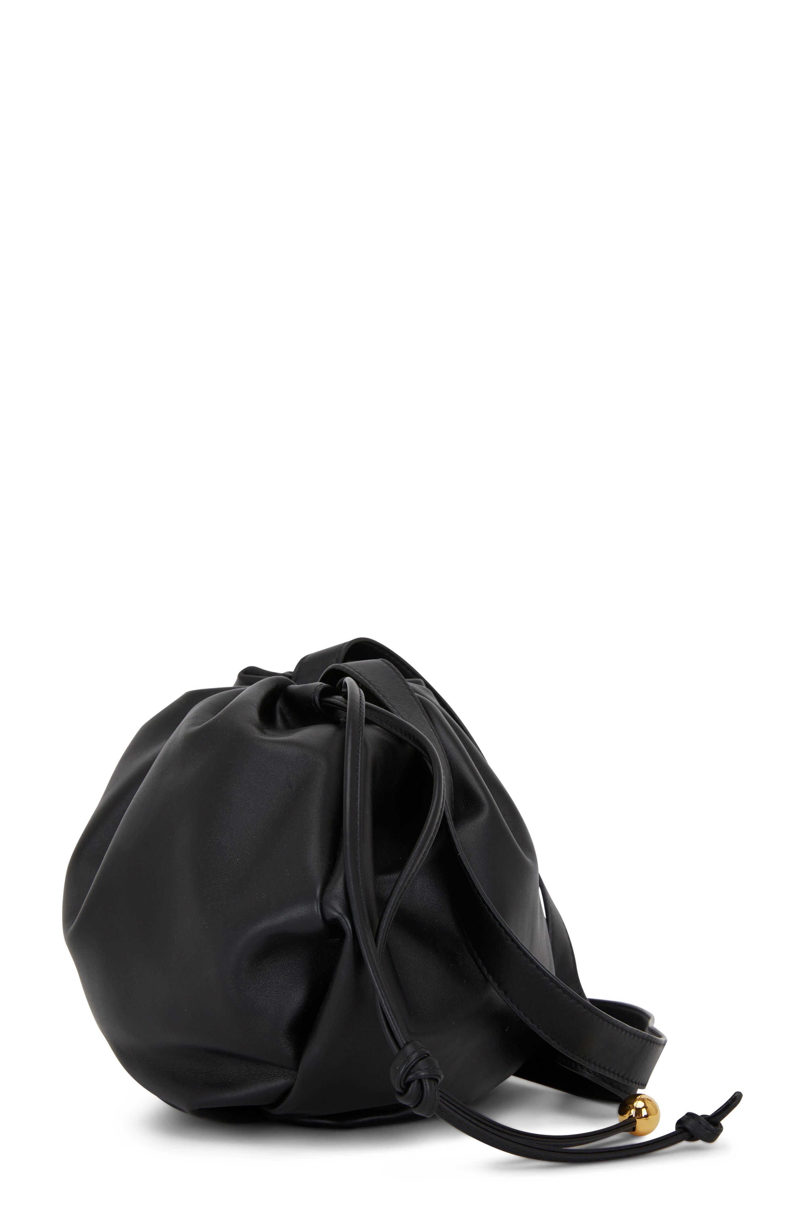 Bottega Veneta - The Bulb Black Leather Medium Drawstring Bag