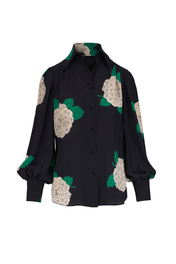 Valentino Multicolor Apres L'Hiver Print Silk Blouse - view 5