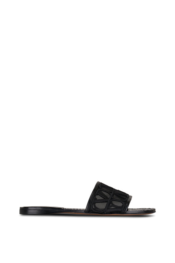 Valentino Garavani - Toile Iconographe Black Mesh Slide Sandal 