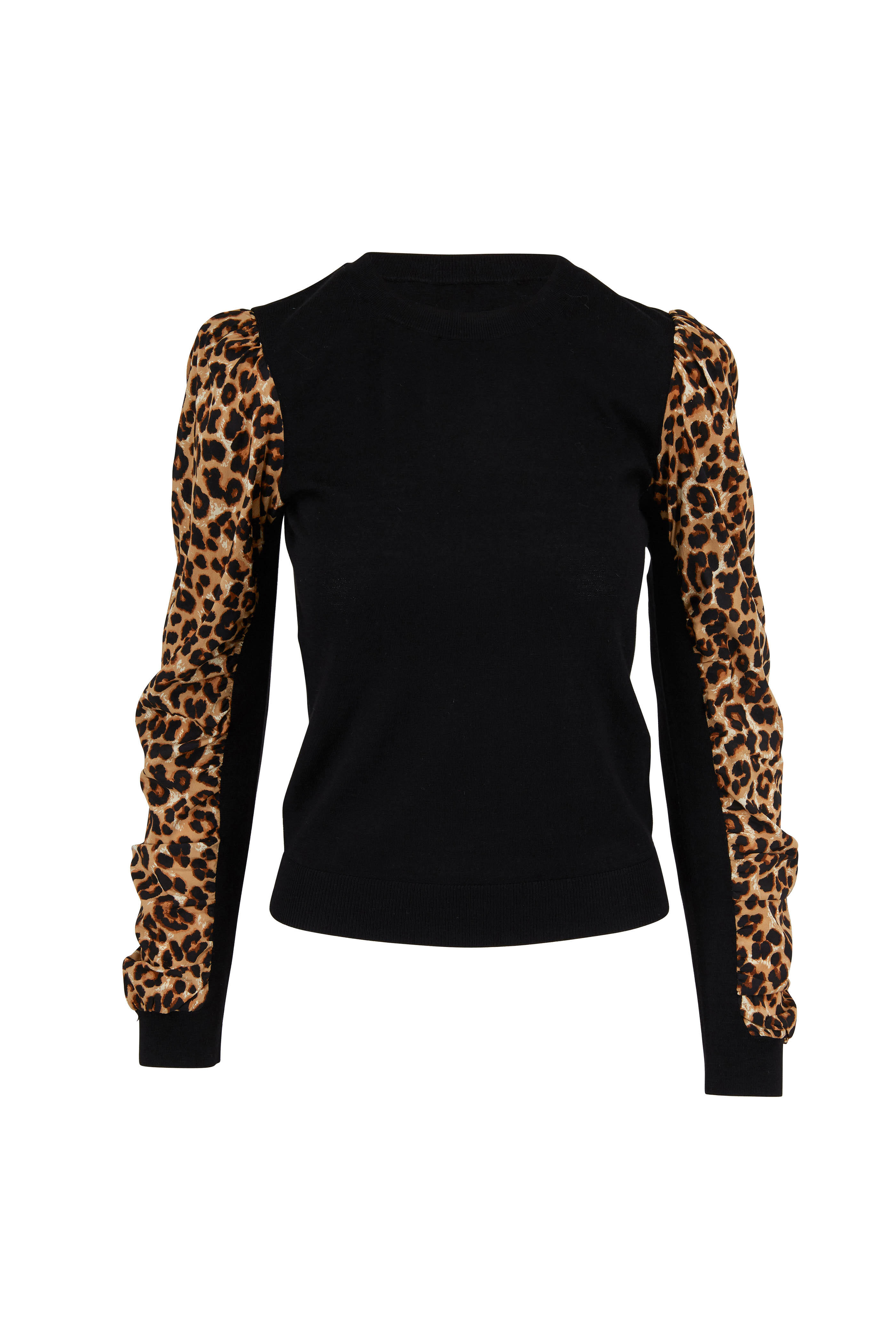 Black sweater on sale with leopard sleeves