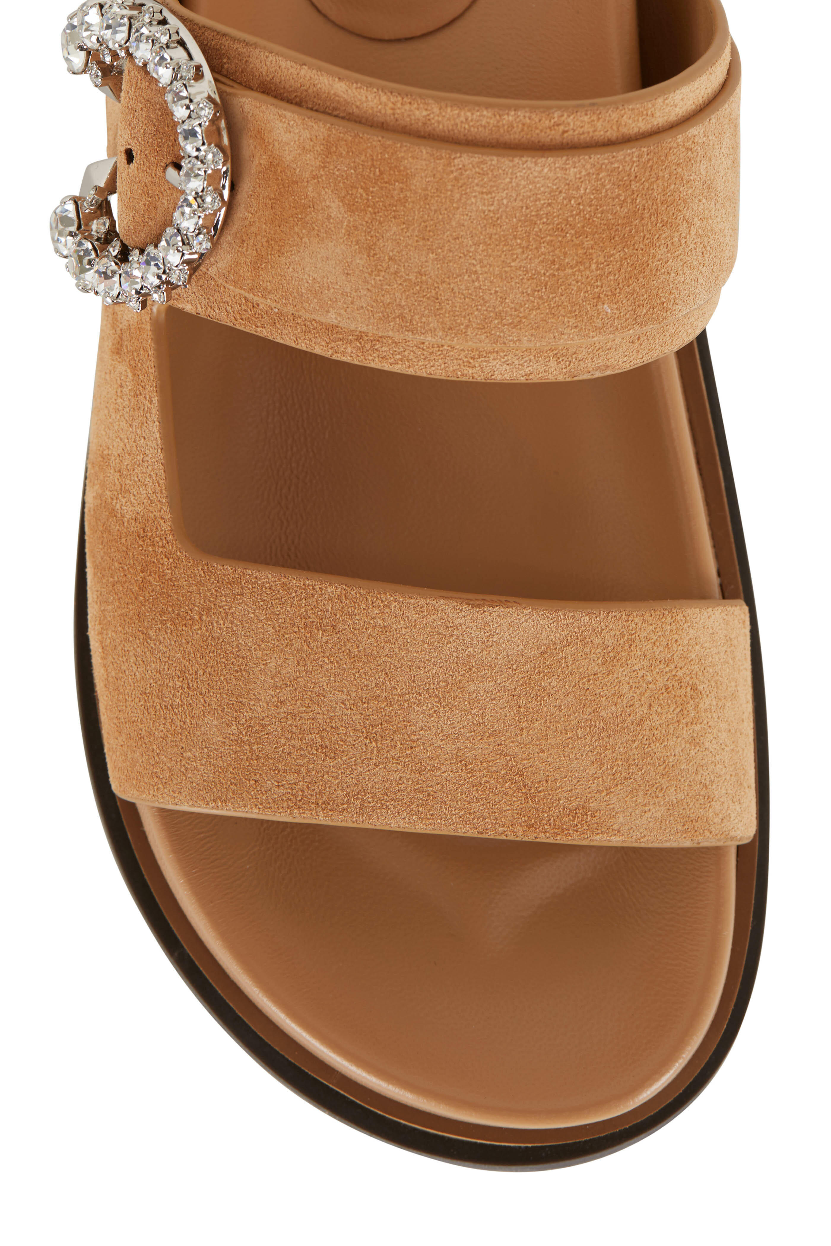 Jimmy Choo - Marga Caramel Suede Crystal Embellished Slide