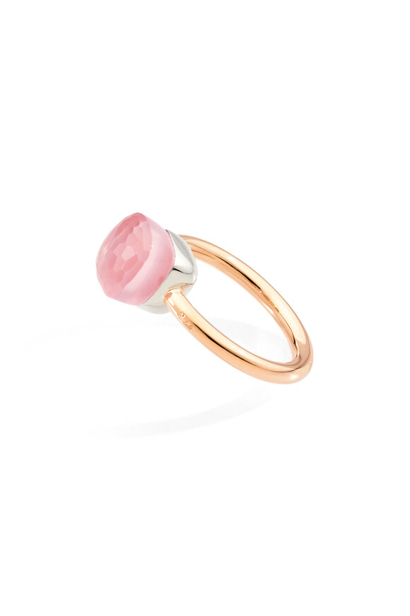 Pomellato 18k Rose Gold Pink Quartz Petite Nudo Ring - view 4