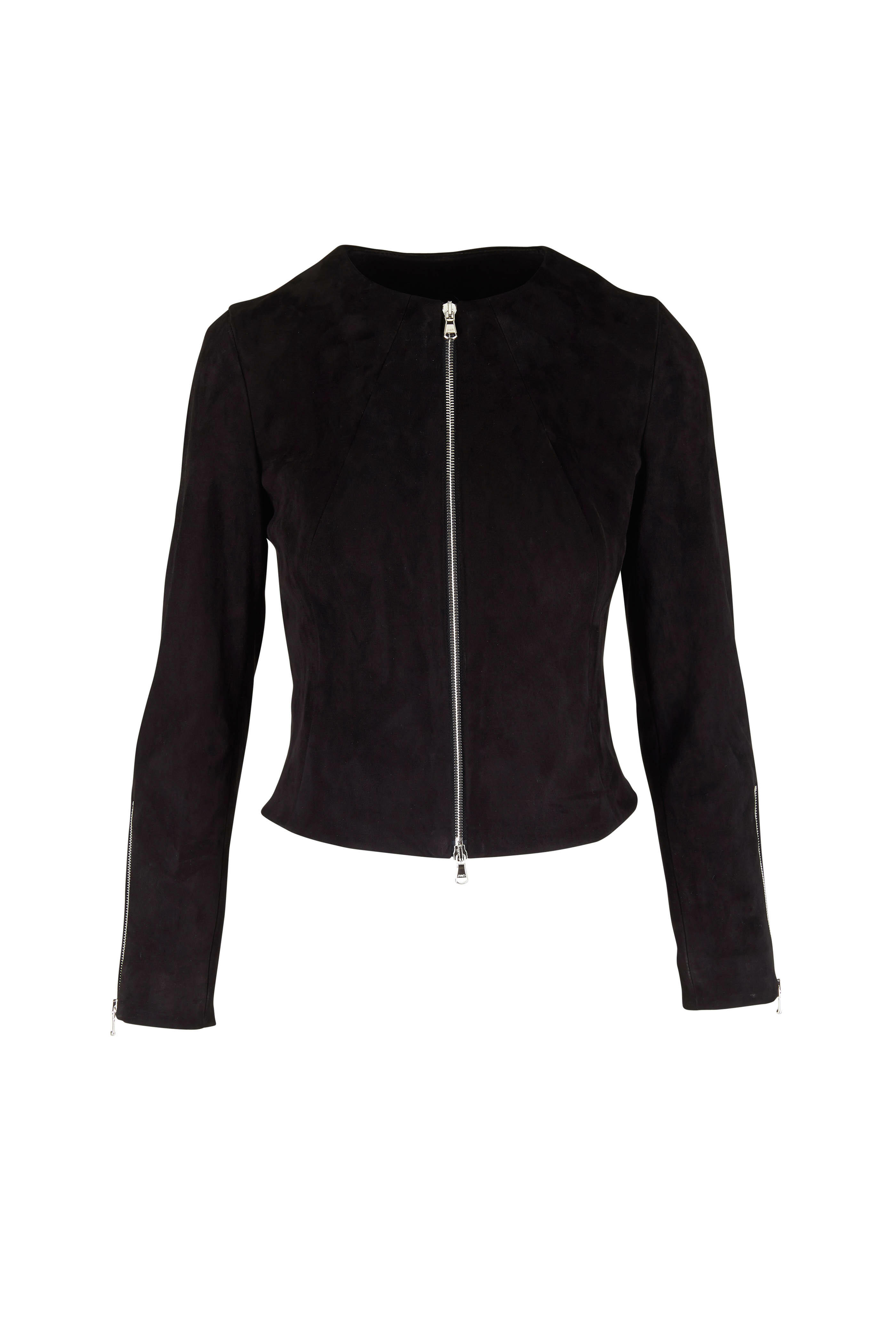 Black suede hotsell crop jacket