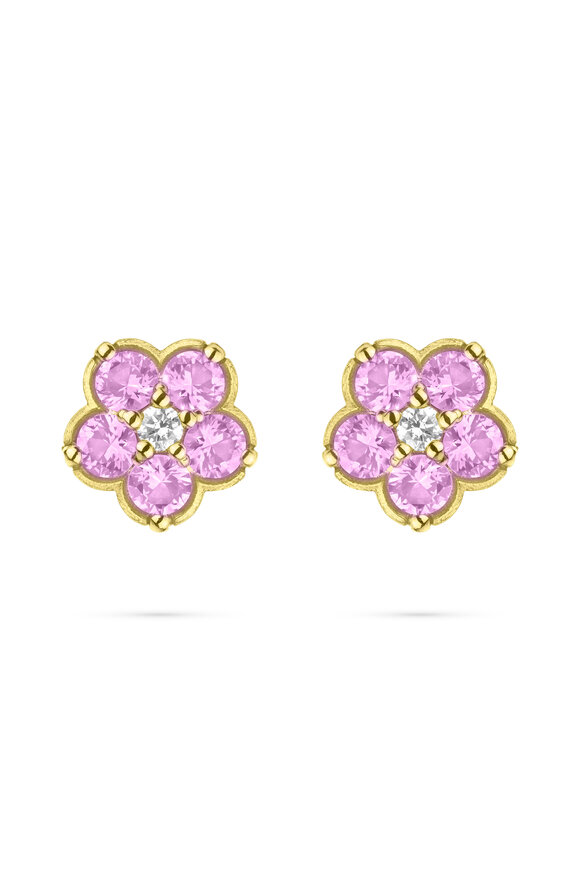 Paul Morelli 18k Yellow Gold Diamond & Sapphire Wild Child Stud - view 1