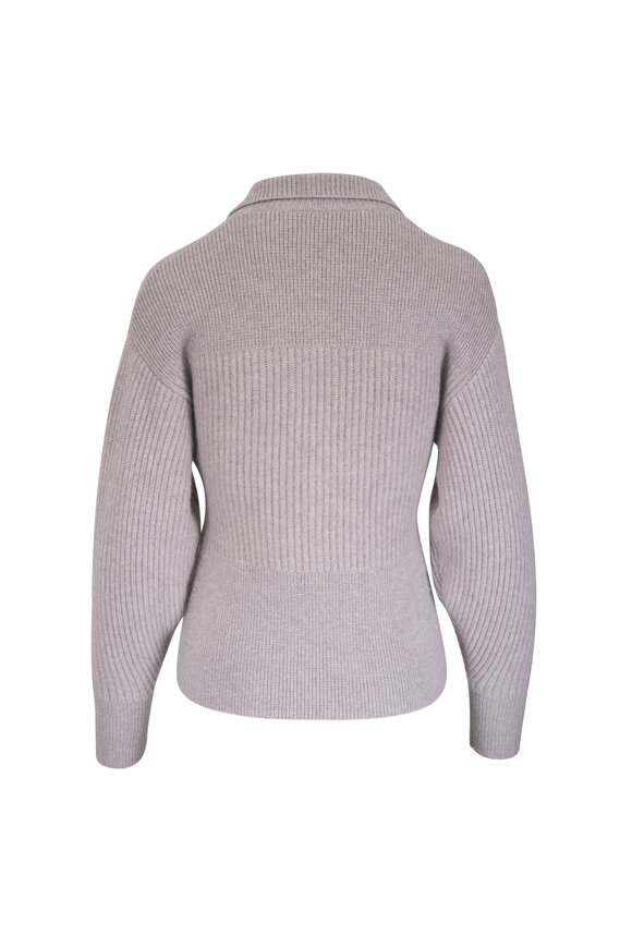 Le Kasha Kalaru Taupe Cashmere Ribbed Cardigan - view 3