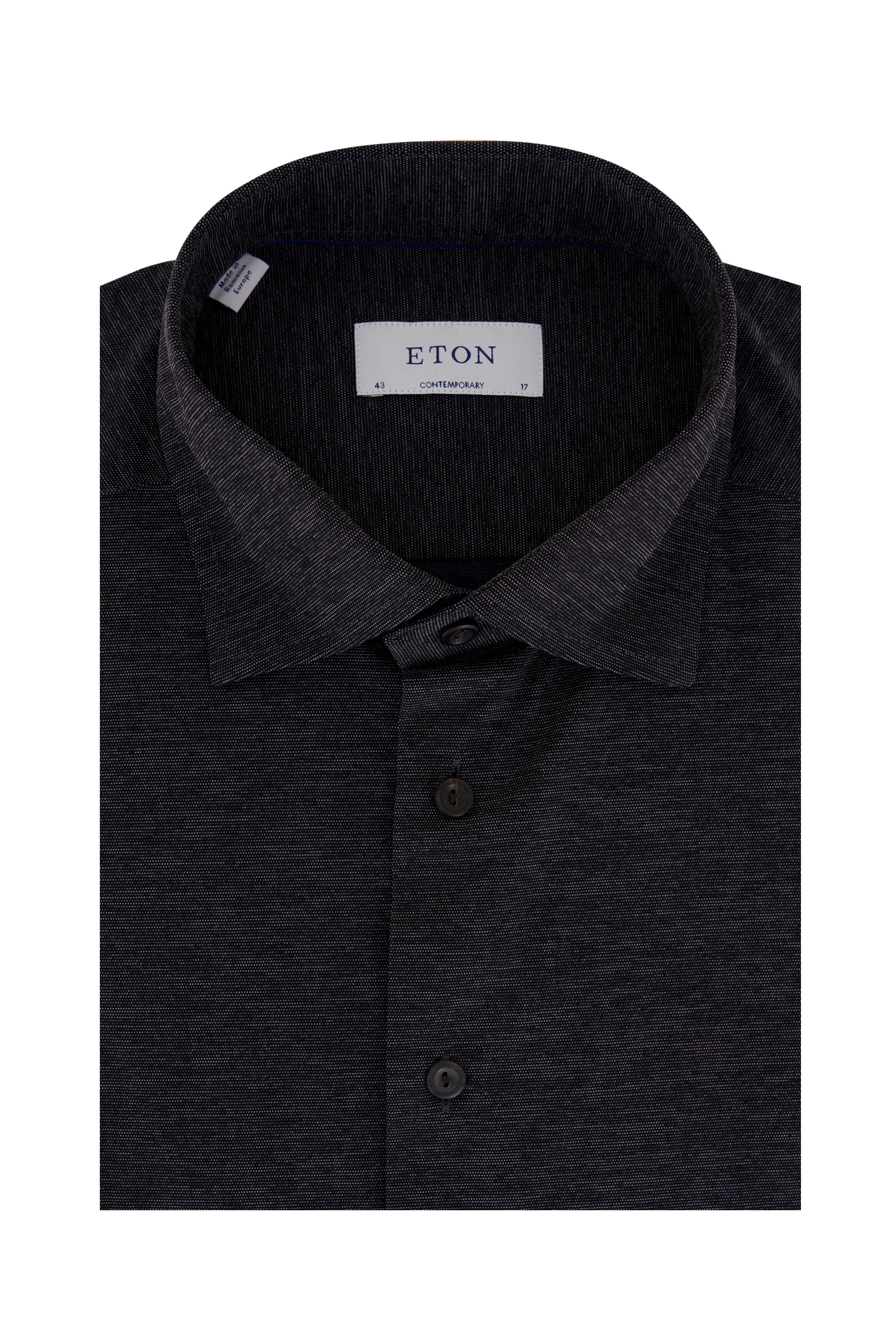 Eton - Charcoal Gray Mélange Stretch Dress Shirt