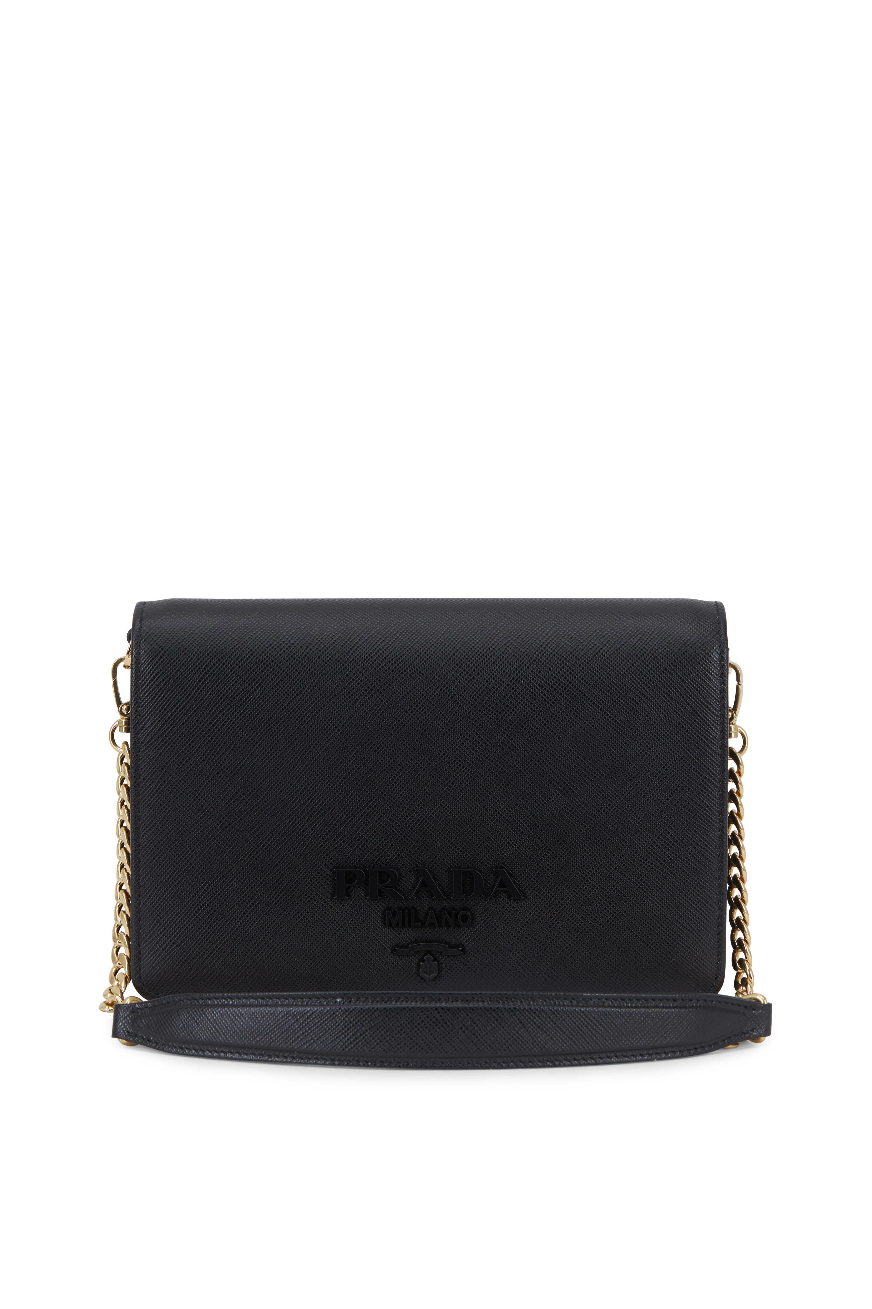 Prada Black Saffiano Leather Wallet on Chain Bag