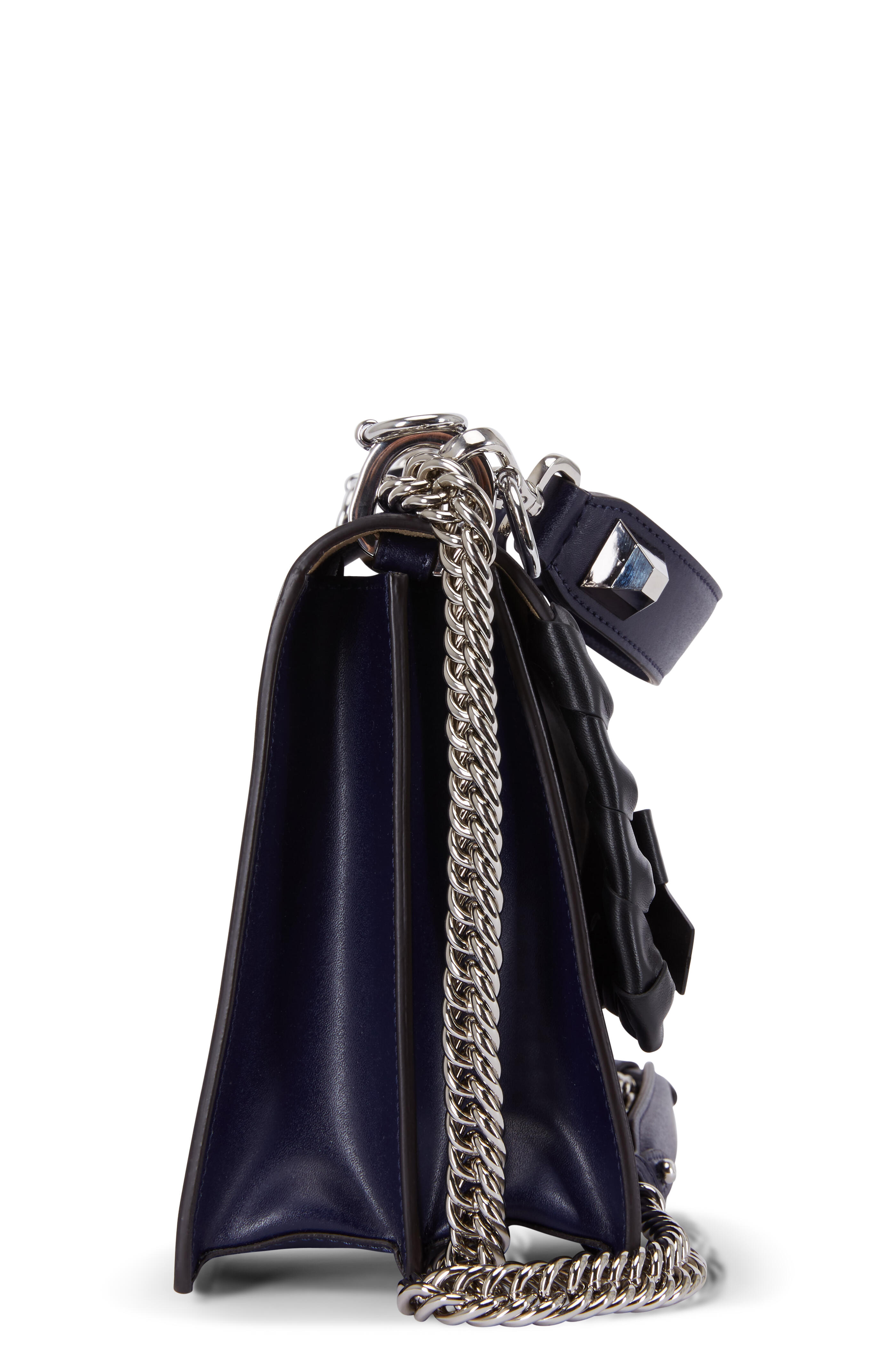 Fendi フェンディ Kan I M Lace Up Shoulder Bag Fendi - Kan I Blue Leather Lace-Up Bow Shoulder Bag