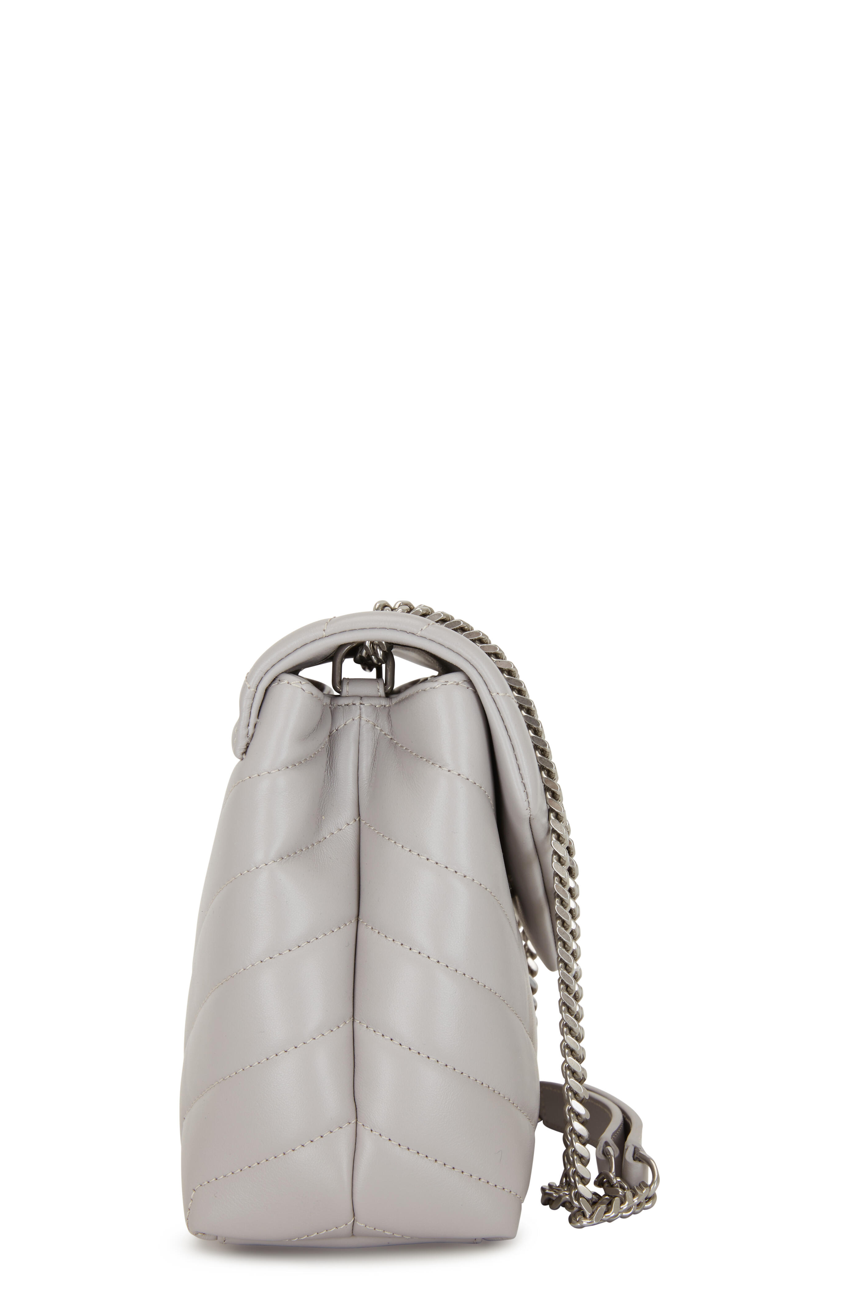 Grey Loulou Small quilted-suede cross-body bag, Saint Laurent