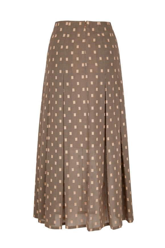 Akris - Tan Printed Pleated Maxi Skirt 