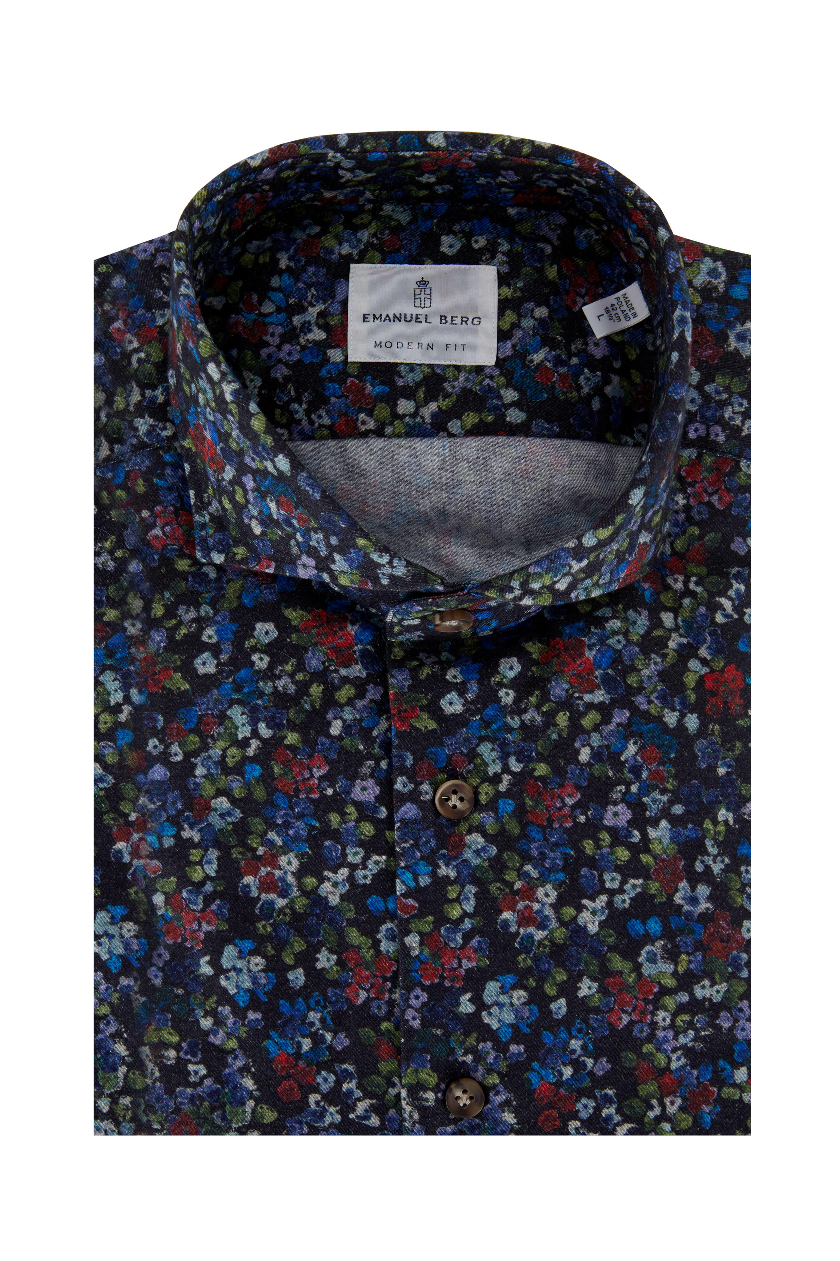 Emanuel Berg - Navy Multicolor Floral Sport Shirt