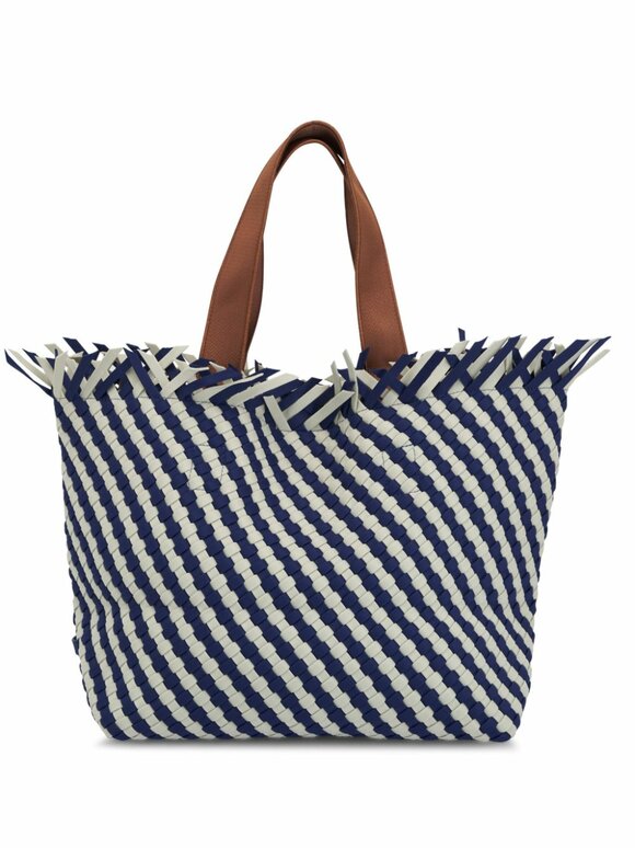 Naghedi - Medium Havana Venice & Dove Stripe Tote 