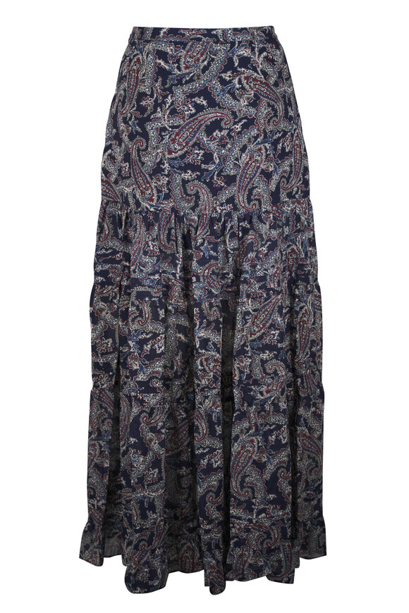 Veronica Beard Heatheralyn Navy Multi Paisley Print Skirt - view 2