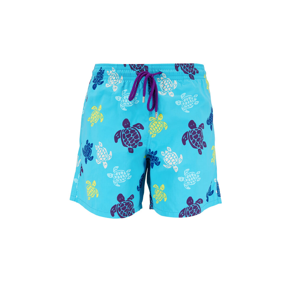 Vilebrequin - Moorea Blue Turtle Swim Trunks | Mitchell Stores