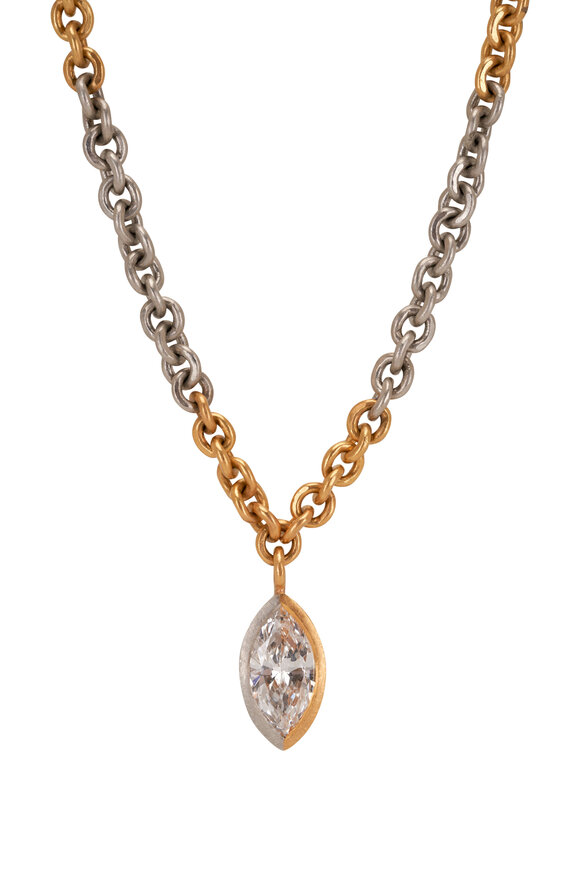 Malcolm Betts - Platinum & Yellow Gold Link Diamond Necklace