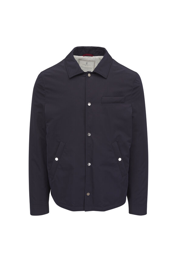 ジャケット・アウター ISAIA 46 8R Isaia - Medium Blue Suede Moto Jacket | Mitchell Stores