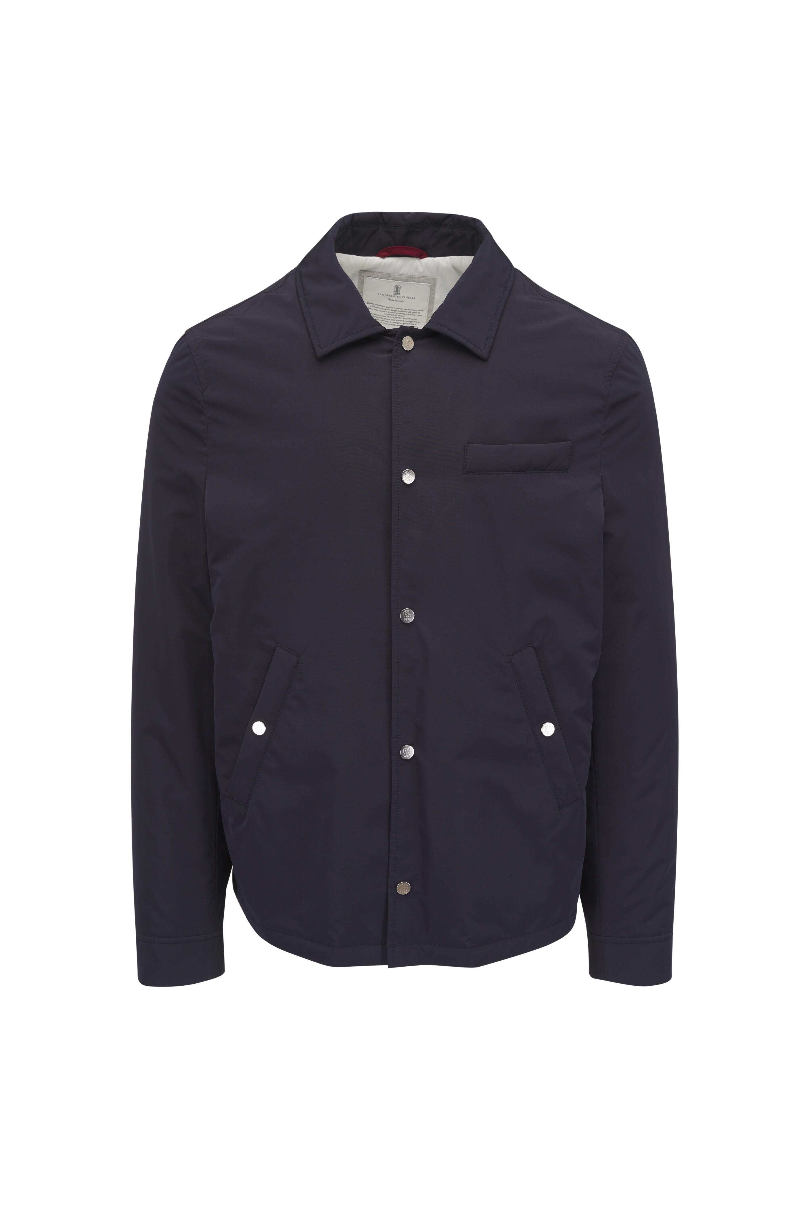 Brunello Cucinelli - Navy Nylon Snap Front Jacket