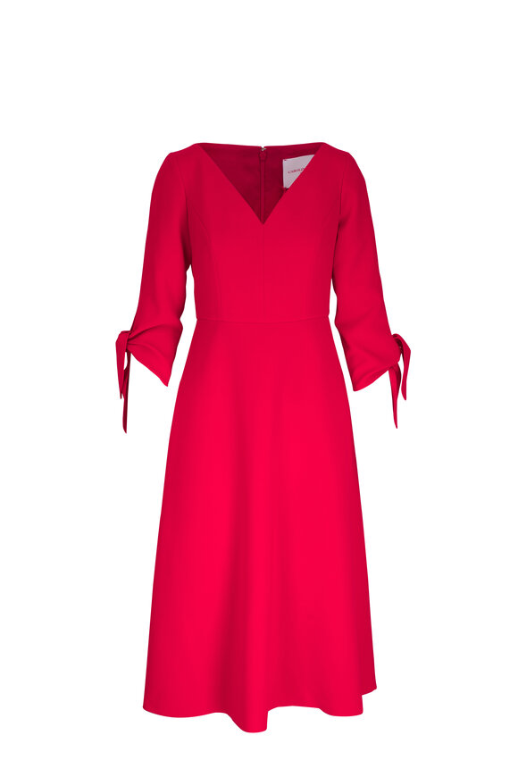 Carolina Herrera - Red Tie Sleeve Midi Dress 