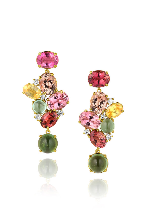 Leigh Maxwell 18k Yellow Gold Tourmaline Cluster Earring