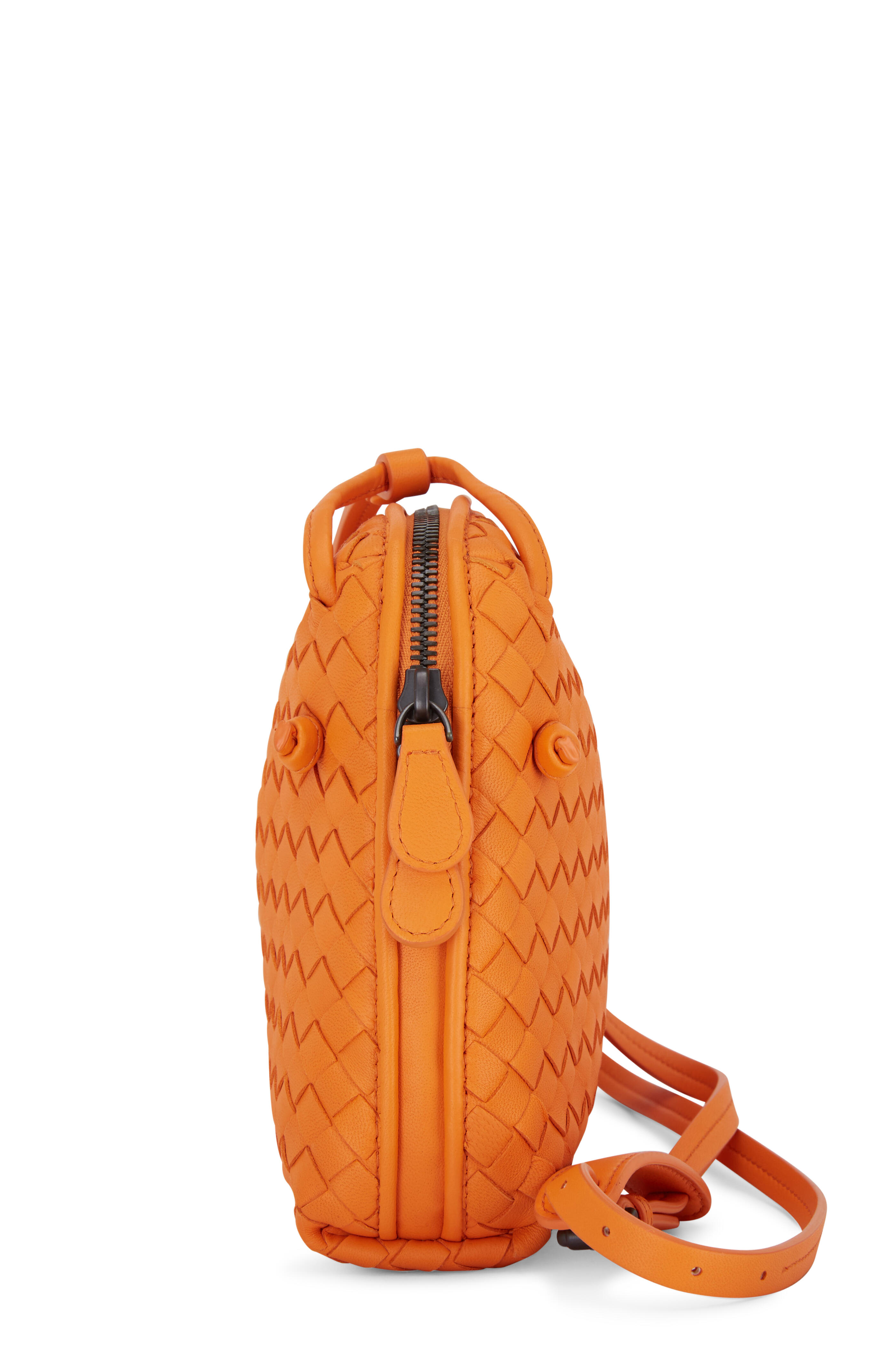 Bottega Veneta Loop mini intrecciato leather shoulder bag - Women - Orange Cross-body Bags