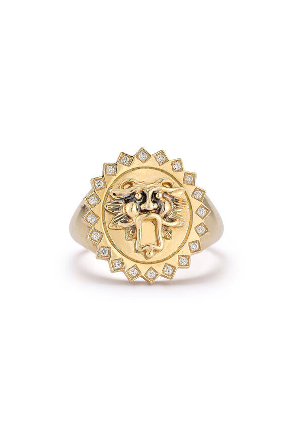Storrow 14k Gold Diamond Leo Lion Ring - view 1