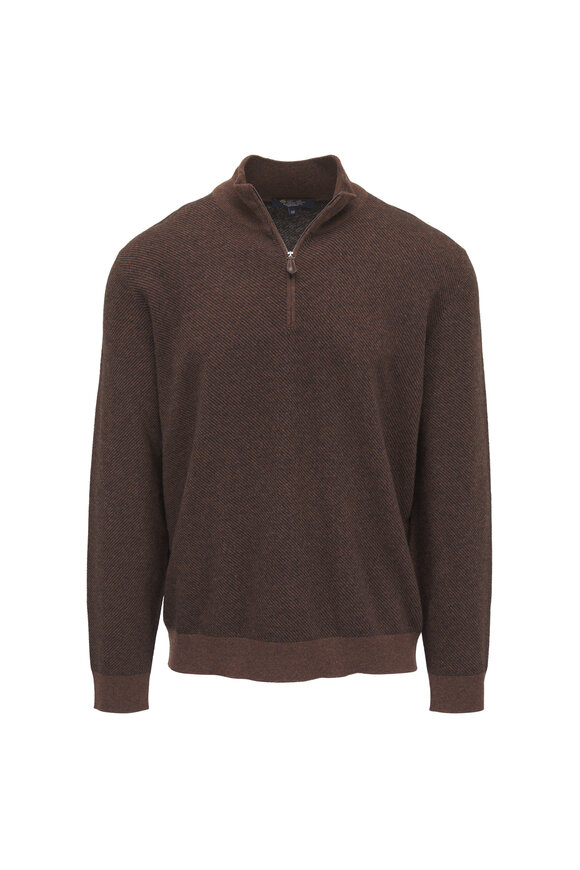 Loro Piana Roadster Revamp Red Oak Cashmere Quarter Zip