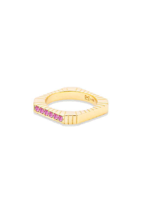 Campbell + Charlotte - Spark Etched Pink Sapphire Stacking Band Ring